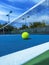 Tennis Ball on Blue Court, Doubles Sideline and Net