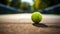 Tennis ball, court. Sports, empty sport training ground