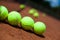 Tennis Ball on court, summertime saturated theme