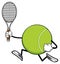 Tennis Ball Faceless Cartoon Character Running With Racket