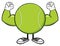 Tennis Ball Faceless Cartoon Mascot Character Flexing