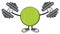 Tennis Ball Faceless Cartoon Mascot Character Working Out With Dumbbells.