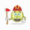 The Tennis ball mascot character becomes a firefighter. vector illustration