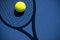 Tennis ball in a racquet shadow