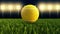 Tennis ball on tennis grass court bounced. Closeup sport animation.