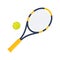 Tennis ball and tennis racket. Sports icon. Tennis logo. Vector Illustration of sports equipment