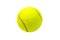 Tennis ball on white background. Isolated tennis ball. Yellow felt ball with brown curve line.