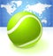 Tennis Ball with World Map Background