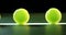 Tennis balls arranged on white line 4k