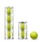 Tennis balls in plastic cans realistic vector