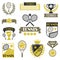 Tennis banners, ribbons and badges with icons