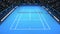 Tennis blue court perspective upper front view