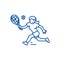 Tennis championship,woman line icon concept. Tennis championship,woman flat vector symbol, sign, outline illustration