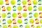 Tennis Christmas and 2020 New Year pattern with tennis balls and numbers on white snow, isolated