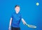 Tennis is fun. Gym workout of teen boy. Little boy. Fitness diet brings health and energy. Tennis player with racket and