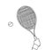 Tennis hand with racket line black and white