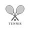 Tennis logo design or icon with two crossed rackets and tennis ball. Vector illustration