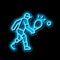 tennis play handicapped athlete neon glow icon illustration