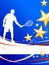 Tennis Player on Abstract Patriotic Background