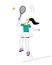 Tennis player in the jump hits the ball. Minimalism. Vector illustration