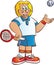 Tennis player lion mascot