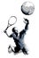 Tennis Player Silhouette Serving Ball