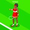 Tennis Player Summer Games Icon Set.3D Isometric Tennis Player.Sporting Championship International Tennis Competition