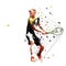Tennis player, two handed backhand topspin shot, isolated polygonal vector illustration
