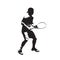 Tennis player waiting for ball, return. Individual sport athlete, isolated vector silhouette