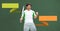 Tennis player woman with blank infographic chart panels