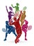 Tennis players , Men and Women action, team group graphic vector.