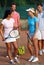 Tennis players prepared for mixed doubles