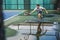 Tennis Practicing Exercise Athlete Court Fit Game Concept