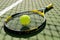 Tennis Racket and Ball on Court