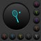 Tennis racket with ball dark push buttons with color icons