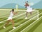 Tennis, sports game. In minimalist style Cartoon flat raster
