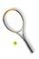 Tennis. Tennis ball and racket the white background. Isolated. Sport