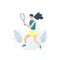 Tennis vector illustration Sportswoman holding rackets and hitting ball
