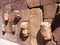 Tenon heads in ancient ruins of Tiwanaku Tiahuanaco in Bolivia.