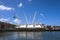 Tensile structure in ancient harbor of Genoa, Genova, Italy