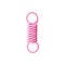 Tensional pink plastic spring or wire 3d realistic vector icon. Flexible tension spiral coil compressed to narrow cord.