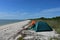 Tent camp on Middle Cape Sable in Everglades National Park, Florida.