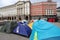 Tent camp of nurses and mothers of disadvantaged children in front of the National Parliament building in Sofia, Bulgaria â€“