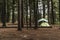 Tent camper Lake of two rivers Campground Algonquin National Park Beautiful natural forest landscape Canada