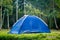 Tent in camping area, Colombian tropical forest