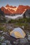 Tent Camping at Lake Ann and Curtis Glacier at the Foot of the Imposing Mount Shuksan.