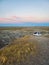 Tent Camping Sunset At The Wall, Looking Across Badlands, South Dakota