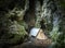 Tent in cave, extreme camping for climbers.