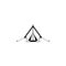 Tent flying around earth solid icon