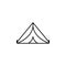 tent, forest, camping tent line icon on white background